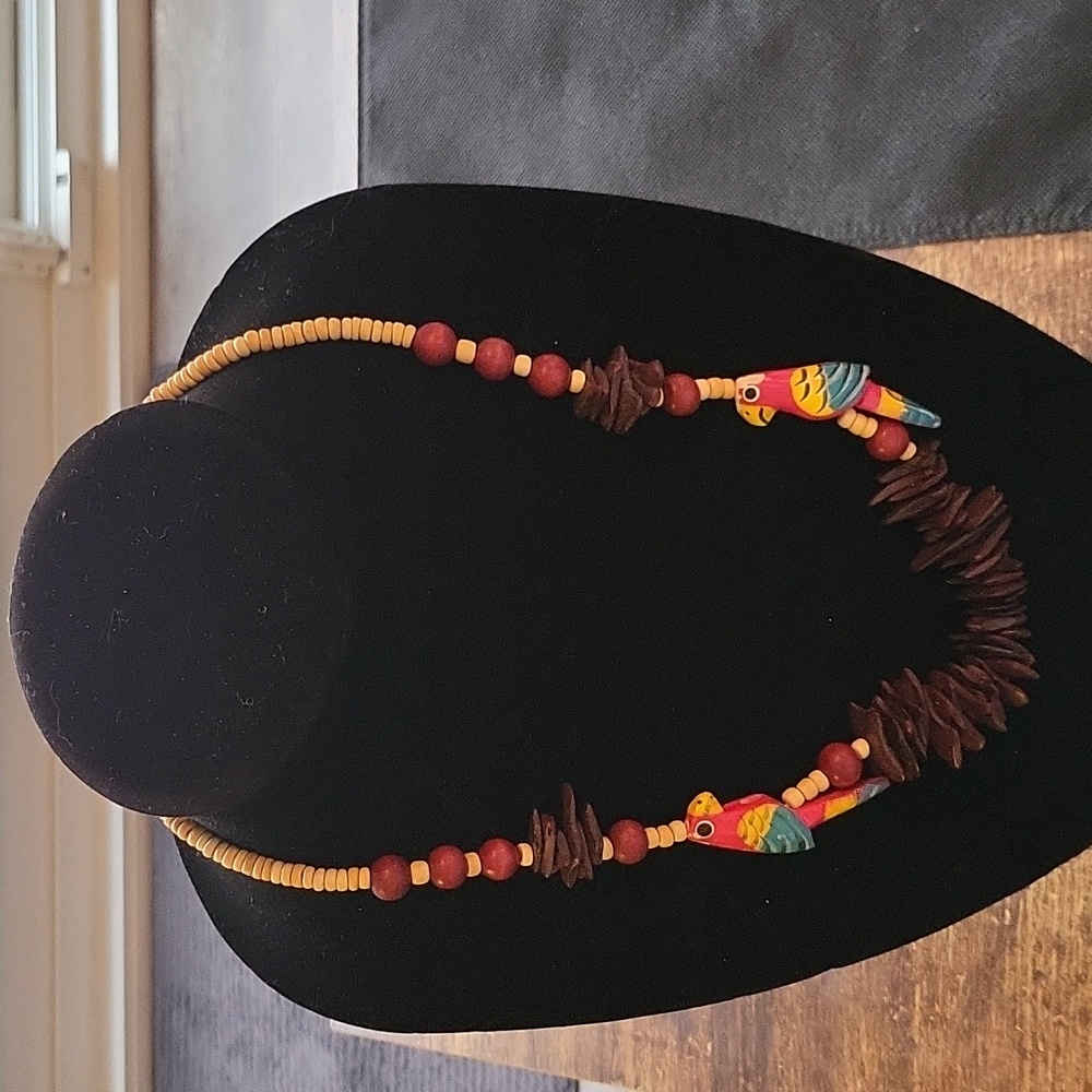 Vintage Parrot Wooden Necklace